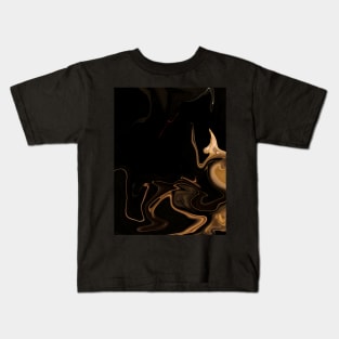 Gentle Gold Ripples  - Digital Liquid Paint Swirls Kids T-Shirt